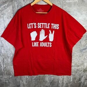 Red cotton "Let's Settle This Like Adults" tee Men's 2XL  #humor #casual